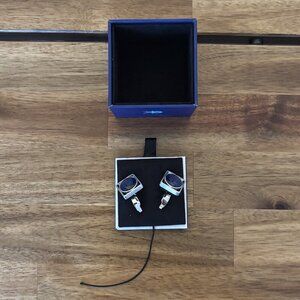 Egara Men’s Blue Silver Tone Cufflinks Business Event Wedding Formal Office NEW